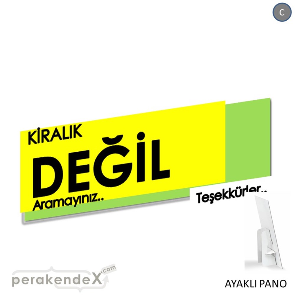 Kiralık Değil Yazısı 006 KARTON AYAKLI POSTER,  PANO (BANNER) -dikdörtgen,tek yön baskıkarton ayaklı poster,  pano