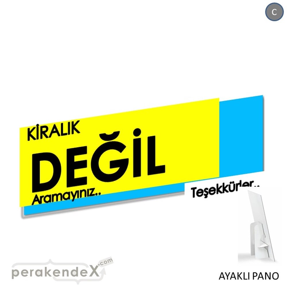 Kiralık Değil Yazısı 006 KARTON AYAKLI POSTER,  PANO (BANNER) -dikdörtgen,tek yön baskıkarton ayaklı poster,  pano