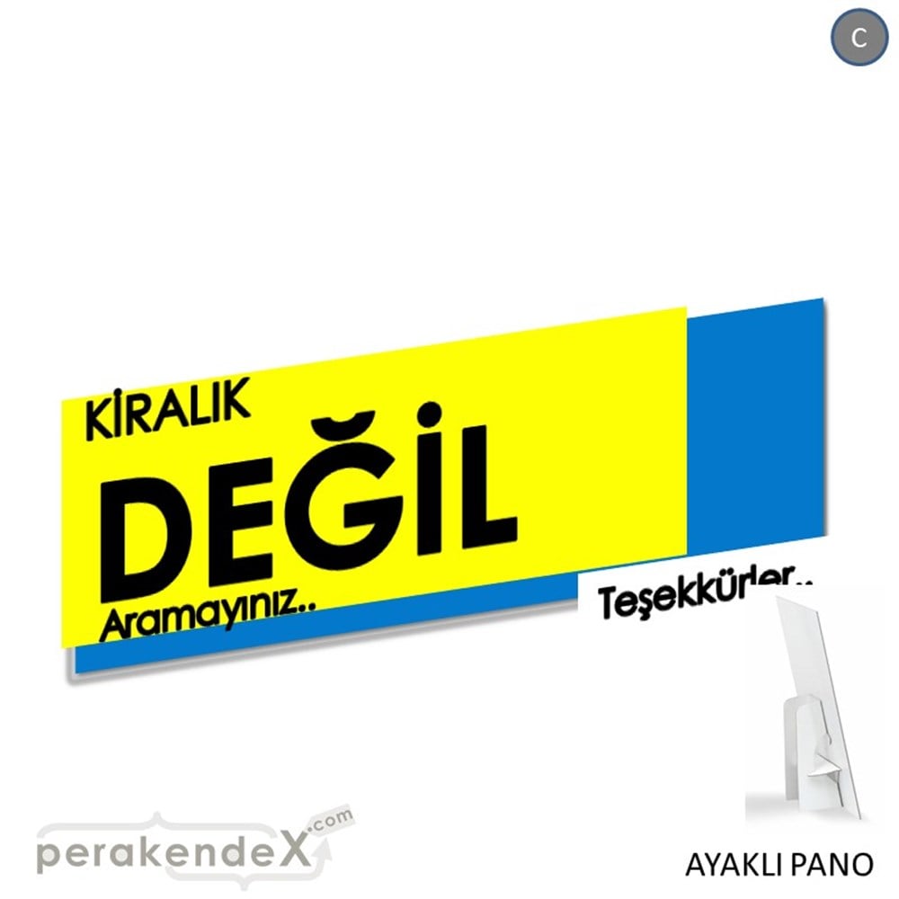 Kiralık Değil Yazısı 006 KARTON AYAKLI POSTER,  PANO (BANNER) -dikdörtgen,tek yön baskıkarton ayaklı poster,  pano