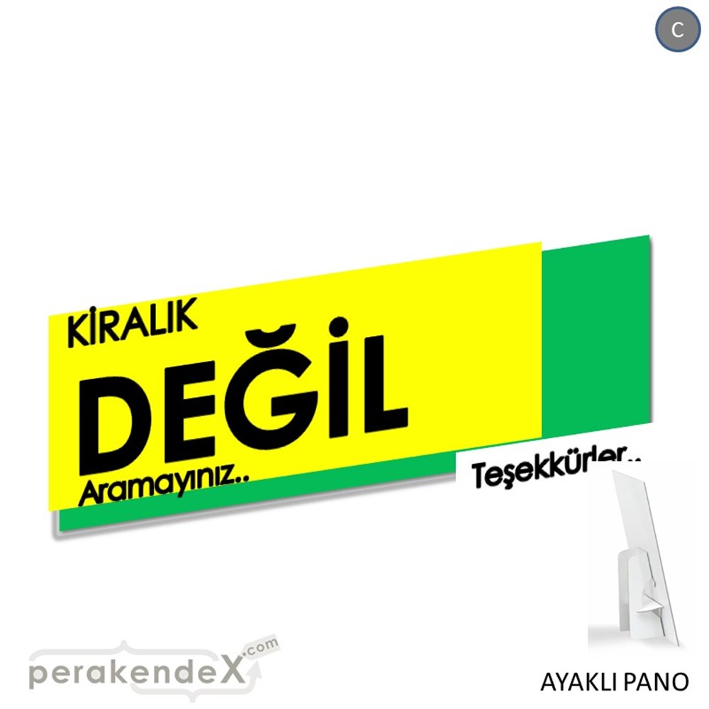 Kiralık Değil Yazısı 006 KARTON AYAKLI POSTER,  PANO (BANNER) -dikdörtgen,tek yön baskıkarton ayaklı poster,  pano