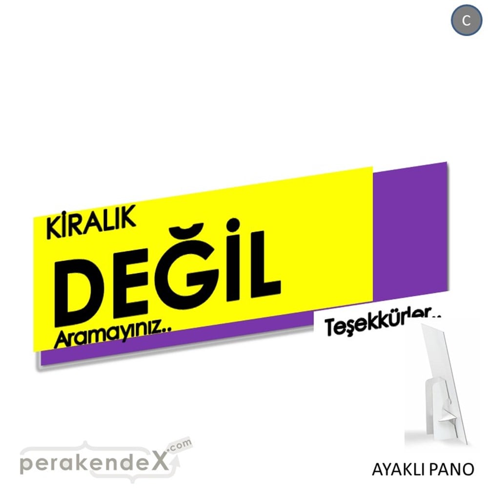 Kiralık Değil Yazısı 006 KARTON AYAKLI POSTER,  PANO (BANNER) -dikdörtgen,tek yön baskıkarton ayaklı poster,  pano