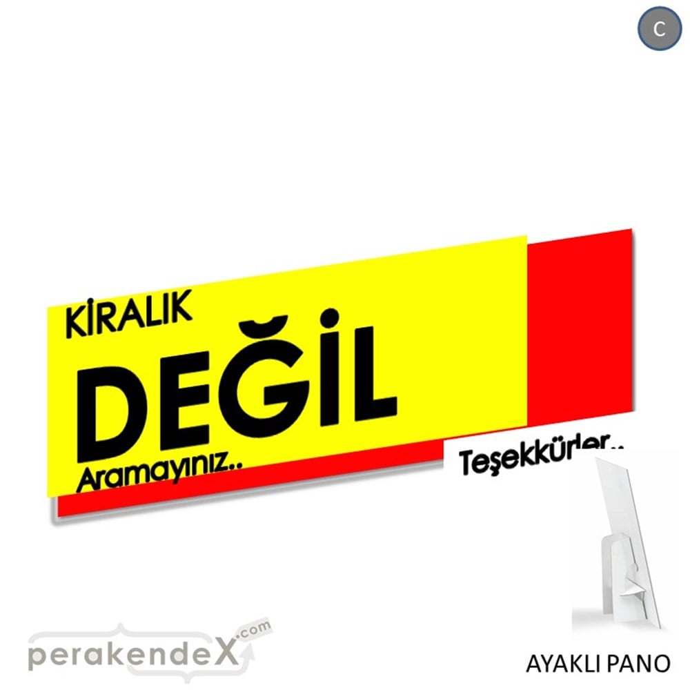 Kiralık Değil Yazısı 006 KARTON AYAKLI POSTER,  PANO (BANNER) -dikdörtgen,tek yön baskıkarton ayaklı poster,  pano