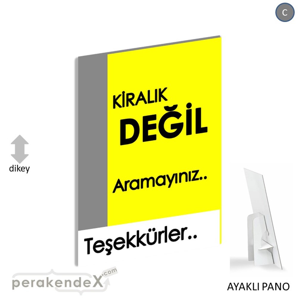 Kiralık Değil Yazısı 006 KARTON AYAKLI POSTER,  PANO -dikdörtgen,tek yön baskıkarton ayaklı poster,  pano