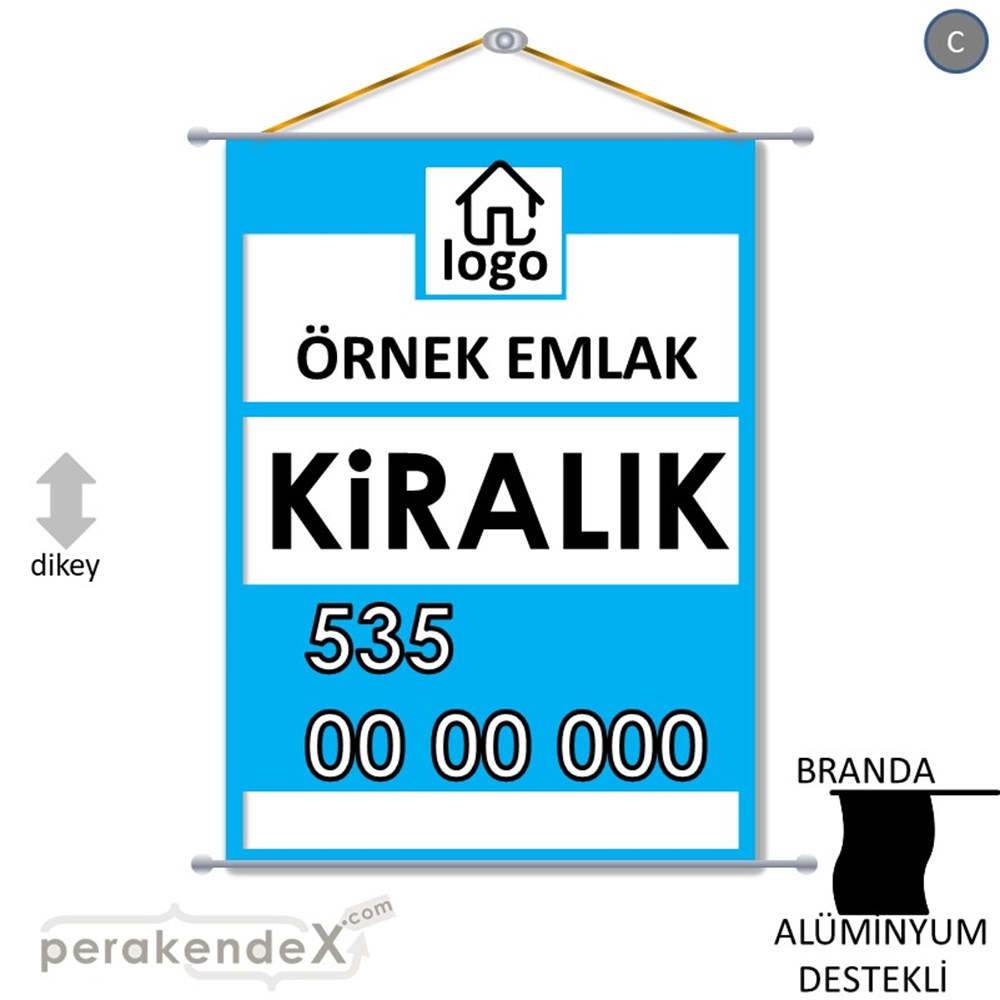 Kiralık Yazısı 001 BRANDA POSTER,  AFİŞ -dikdörtgen,tek yön baskıbranda poster,  afiş