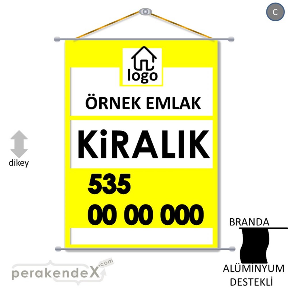 Kiralık Yazısı 001 BRANDA POSTER,  AFİŞ -dikdörtgen,tek yön baskıbranda poster,  afiş