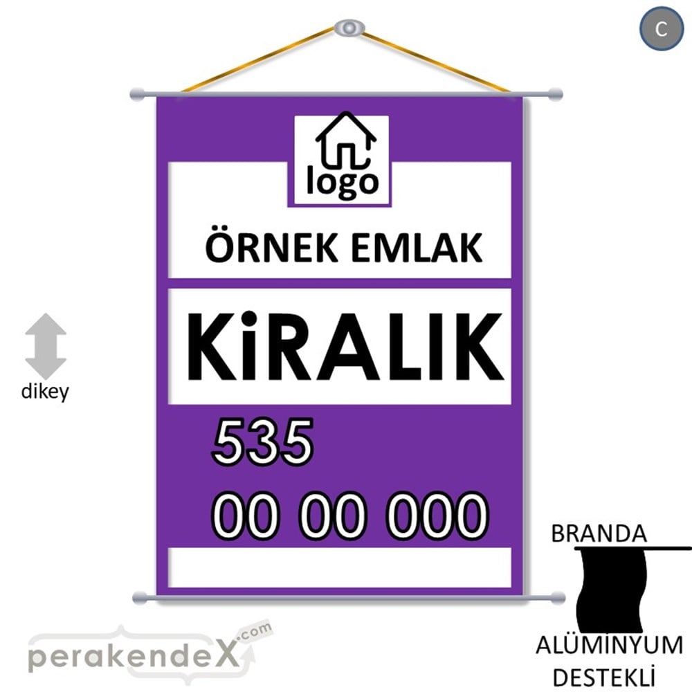 Kiralık Yazısı 001 BRANDA POSTER,  AFİŞ -dikdörtgen,tek yön baskıbranda poster,  afiş