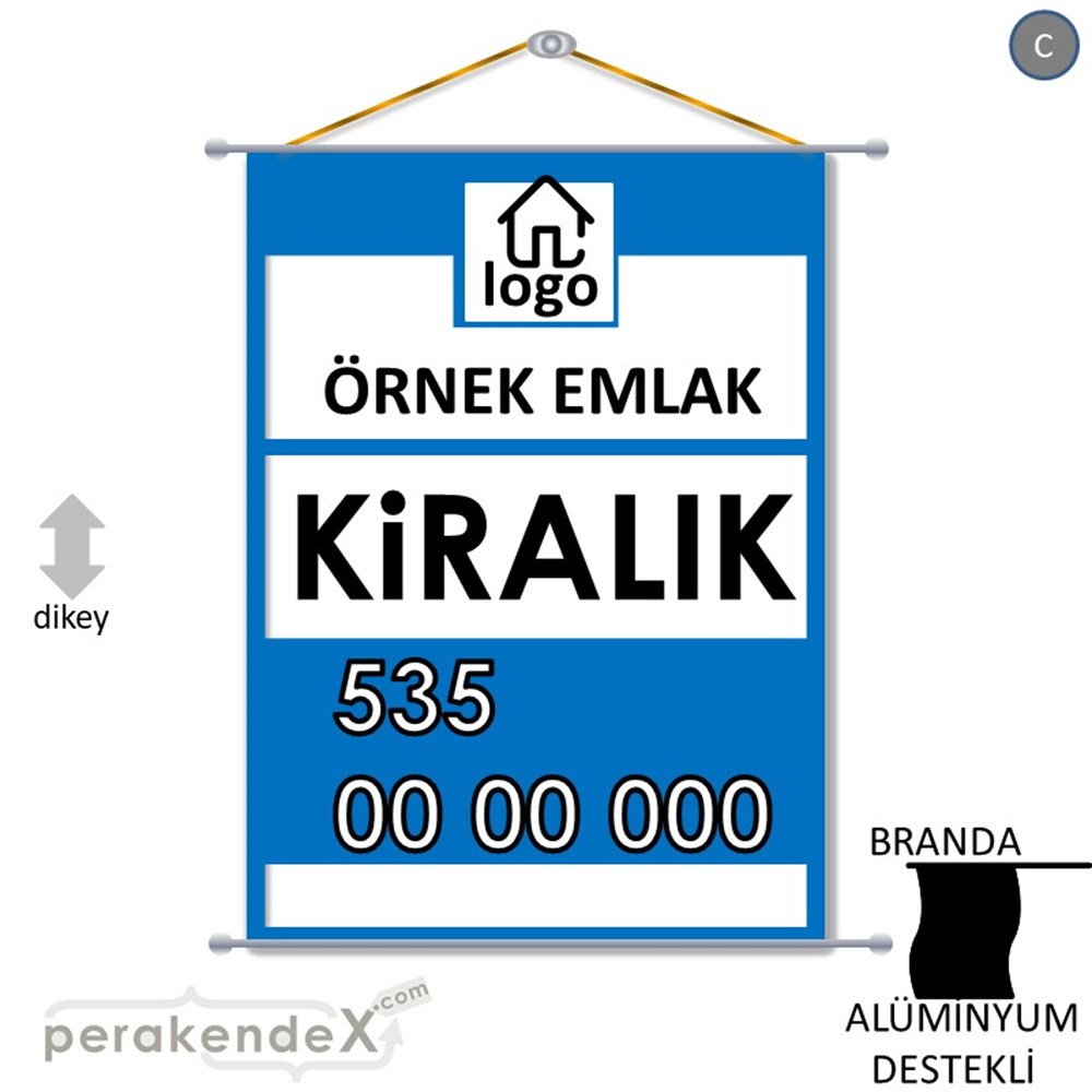 Kiralık Yazısı 001 BRANDA POSTER,  AFİŞ -dikdörtgen,tek yön baskıbranda poster,  afiş