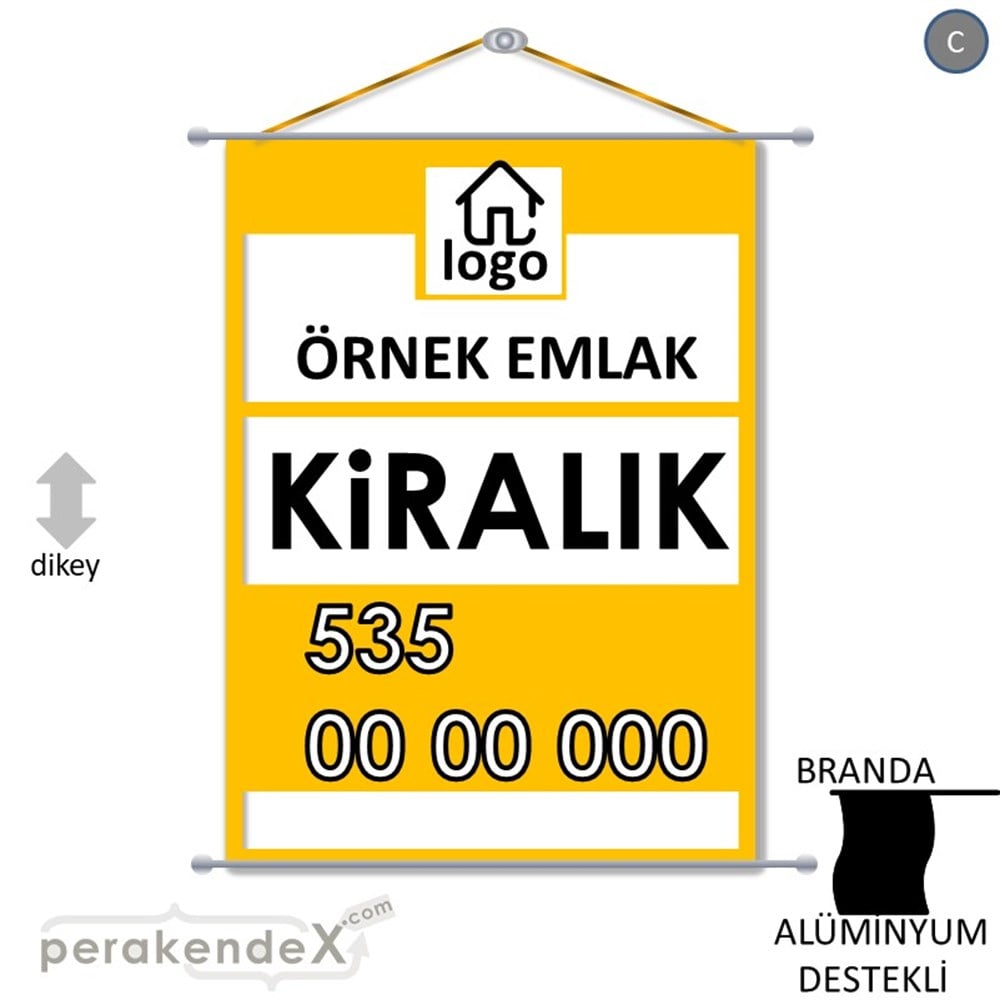 Kiralık Yazısı 001 BRANDA POSTER,  AFİŞ -dikdörtgen,tek yön baskıbranda poster,  afiş