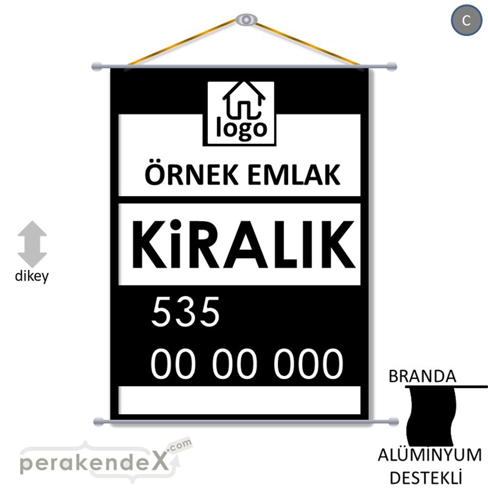 Kiralık Yazısı 001 BRANDA POSTER,  AFİŞ -dikdörtgen,tek yön baskıbranda poster,  afiş