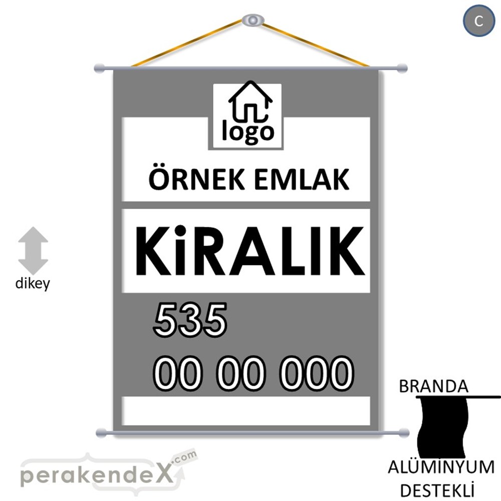 Kiralık Yazısı 001 BRANDA POSTER,  AFİŞ -dikdörtgen,tek yön baskıbranda poster,  afiş