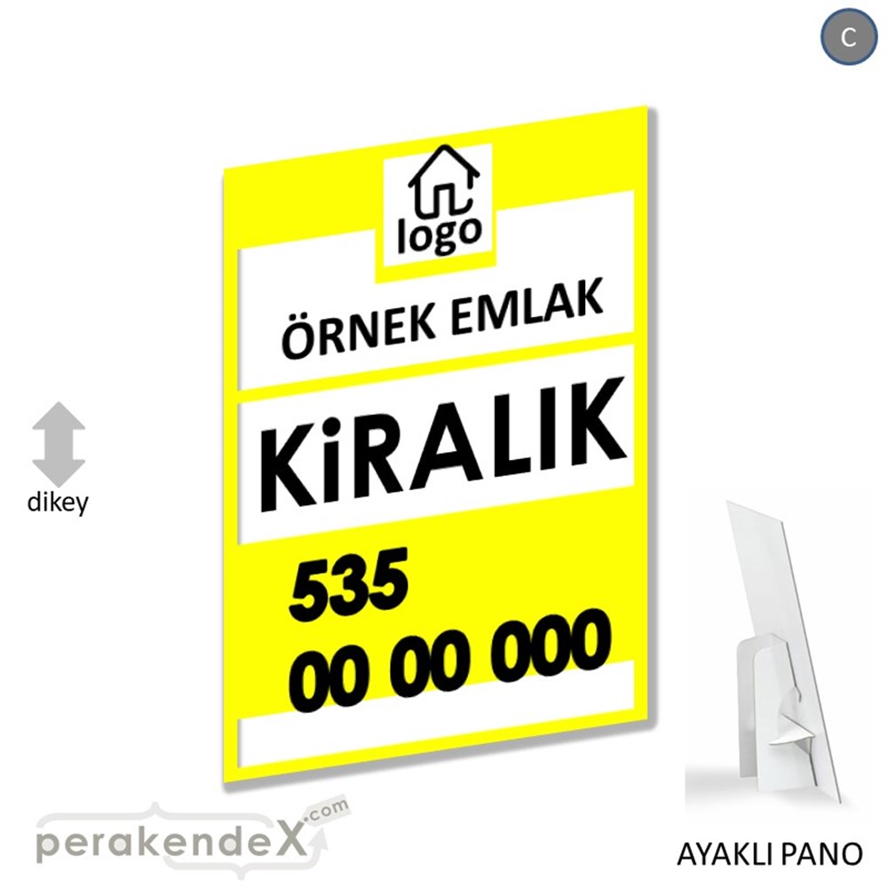 Kiralık Yazısı 001 KARTON AYAKLI POSTER,  PANO -dikdörtgen,tek yön baskıkarton ayaklı poster,  pano