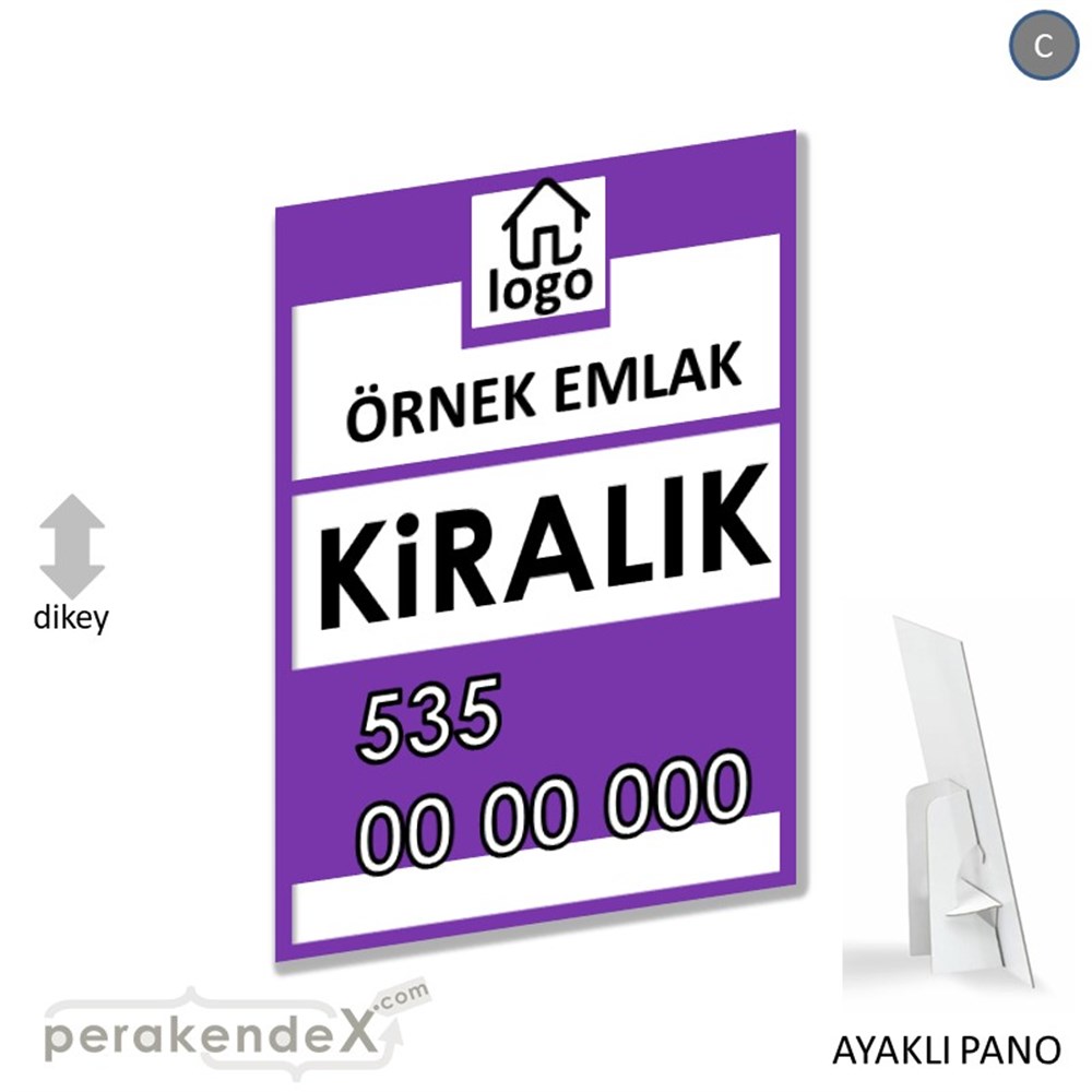 Kiralık Yazısı 001 KARTON AYAKLI POSTER,  PANO -dikdörtgen,tek yön baskıkarton ayaklı poster,  pano