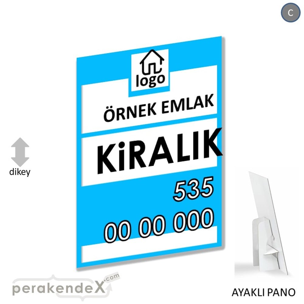 Kiralık Yazısı 001 KARTON AYAKLI POSTER,  PANO -dikdörtgen,tek yön baskıkarton ayaklı poster,  pano