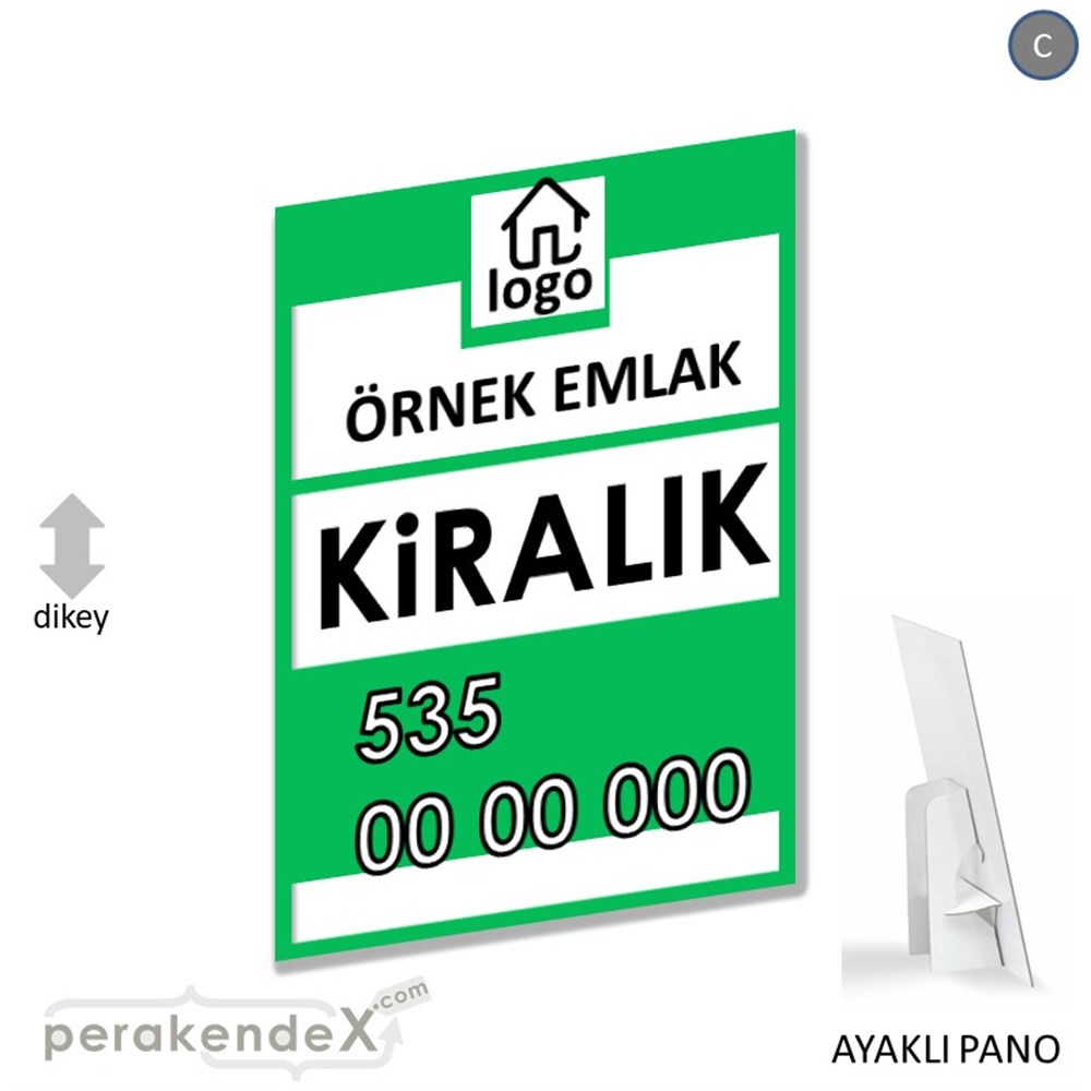 Kiralık Yazısı 001 KARTON AYAKLI POSTER,  PANO -dikdörtgen,tek yön baskıkarton ayaklı poster,  pano