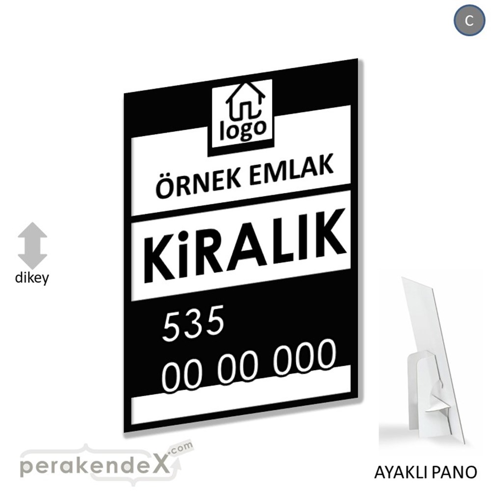 Kiralık Yazısı 001 KARTON AYAKLI POSTER,  PANO -dikdörtgen,tek yön baskıkarton ayaklı poster,  pano