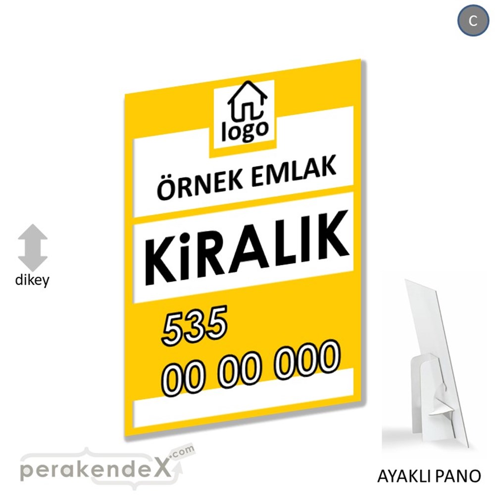 Kiralık Yazısı 001 KARTON AYAKLI POSTER,  PANO -dikdörtgen,tek yön baskıkarton ayaklı poster,  pano