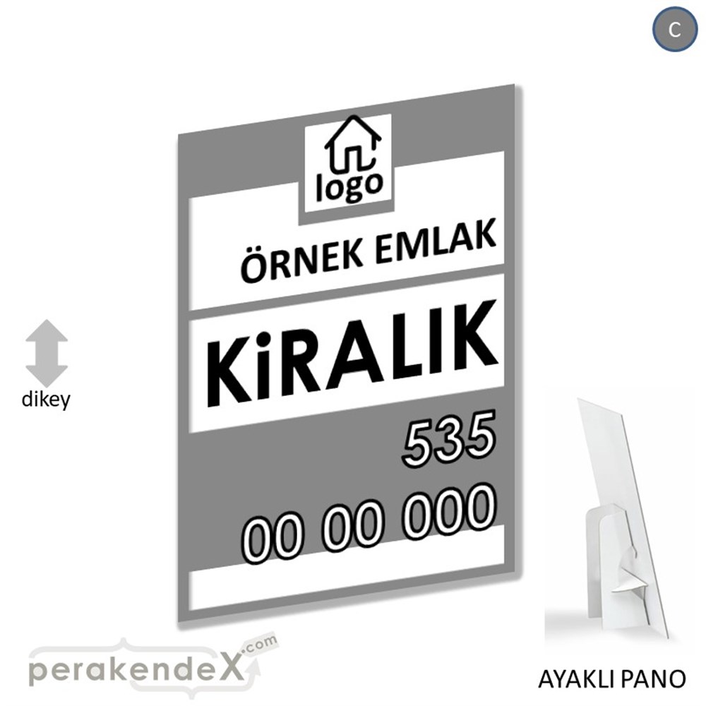 Kiralık Yazısı 001 KARTON AYAKLI POSTER,  PANO -dikdörtgen,tek yön baskıkarton ayaklı poster,  pano