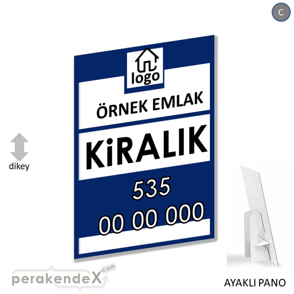 Kiralık Yazısı 001 KARTON AYAKLI POSTER,  PANO -dikdörtgen,tek yön baskıkarton ayaklı poster,  pano