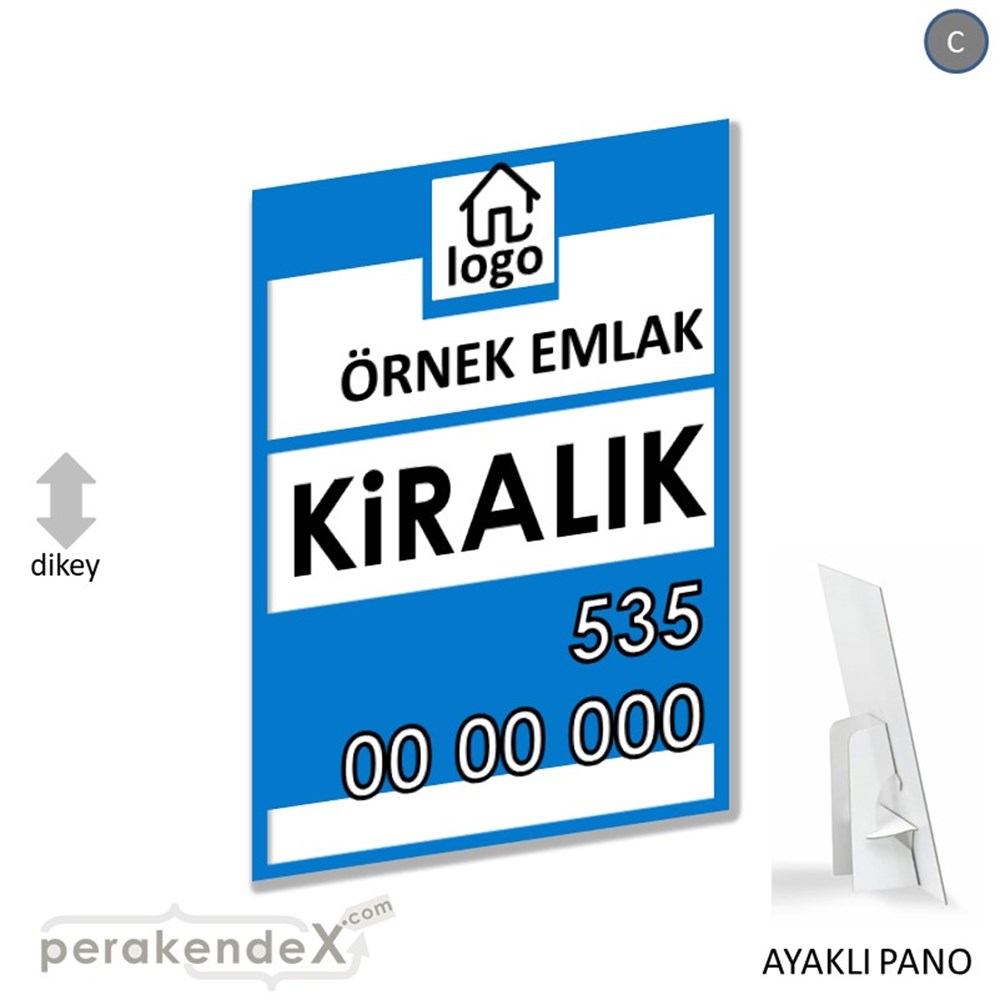 Kiralık Yazısı 001 KARTON AYAKLI POSTER,  PANO -dikdörtgen,tek yön baskıkarton ayaklı poster,  pano