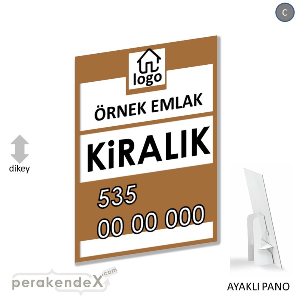 Kiralık Yazısı 001 KARTON AYAKLI POSTER,  PANO -dikdörtgen,tek yön baskıkarton ayaklı poster,  pano