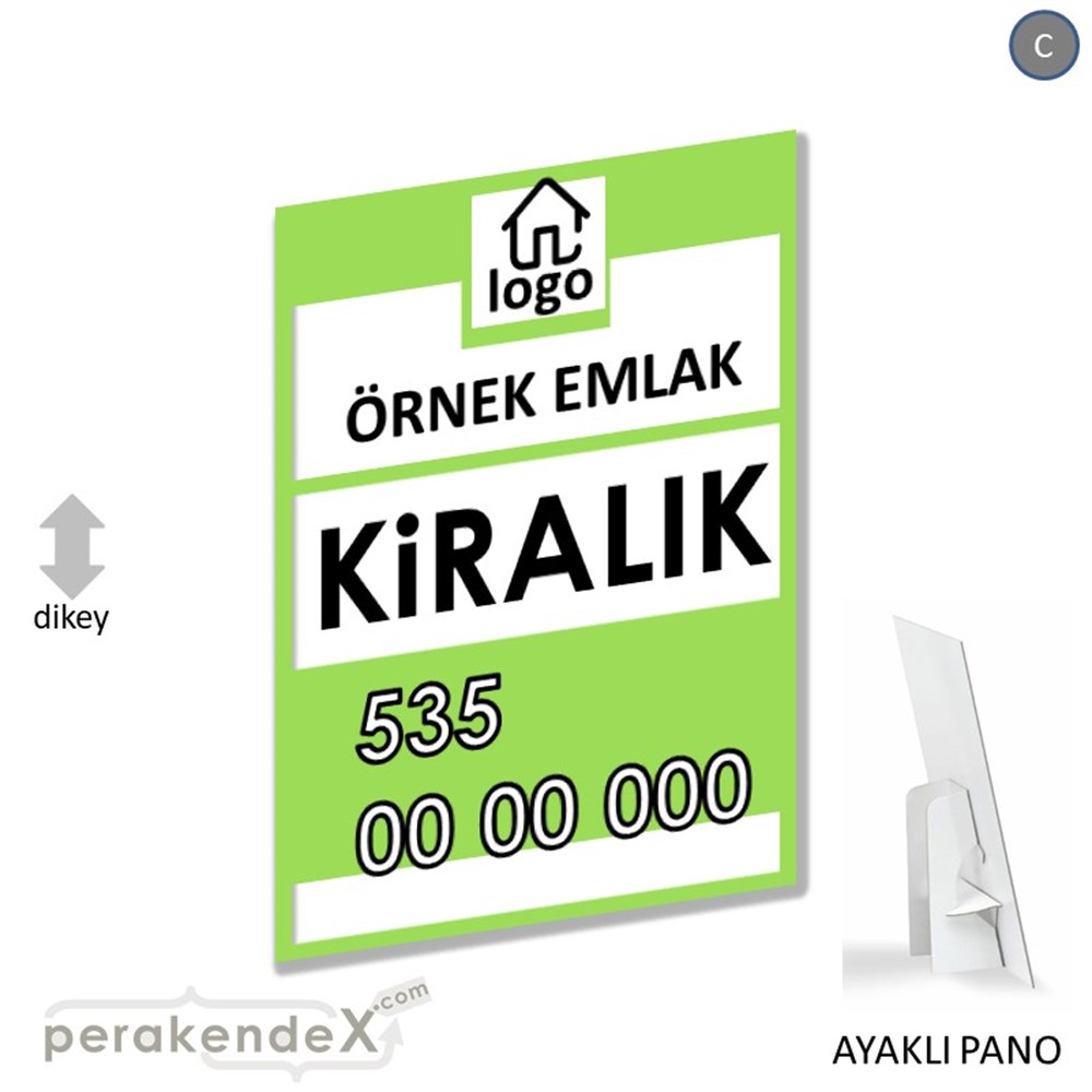 Kiralık Yazısı 001 KARTON AYAKLI POSTER,  PANO -dikdörtgen,tek yön baskıkarton ayaklı poster,  pano