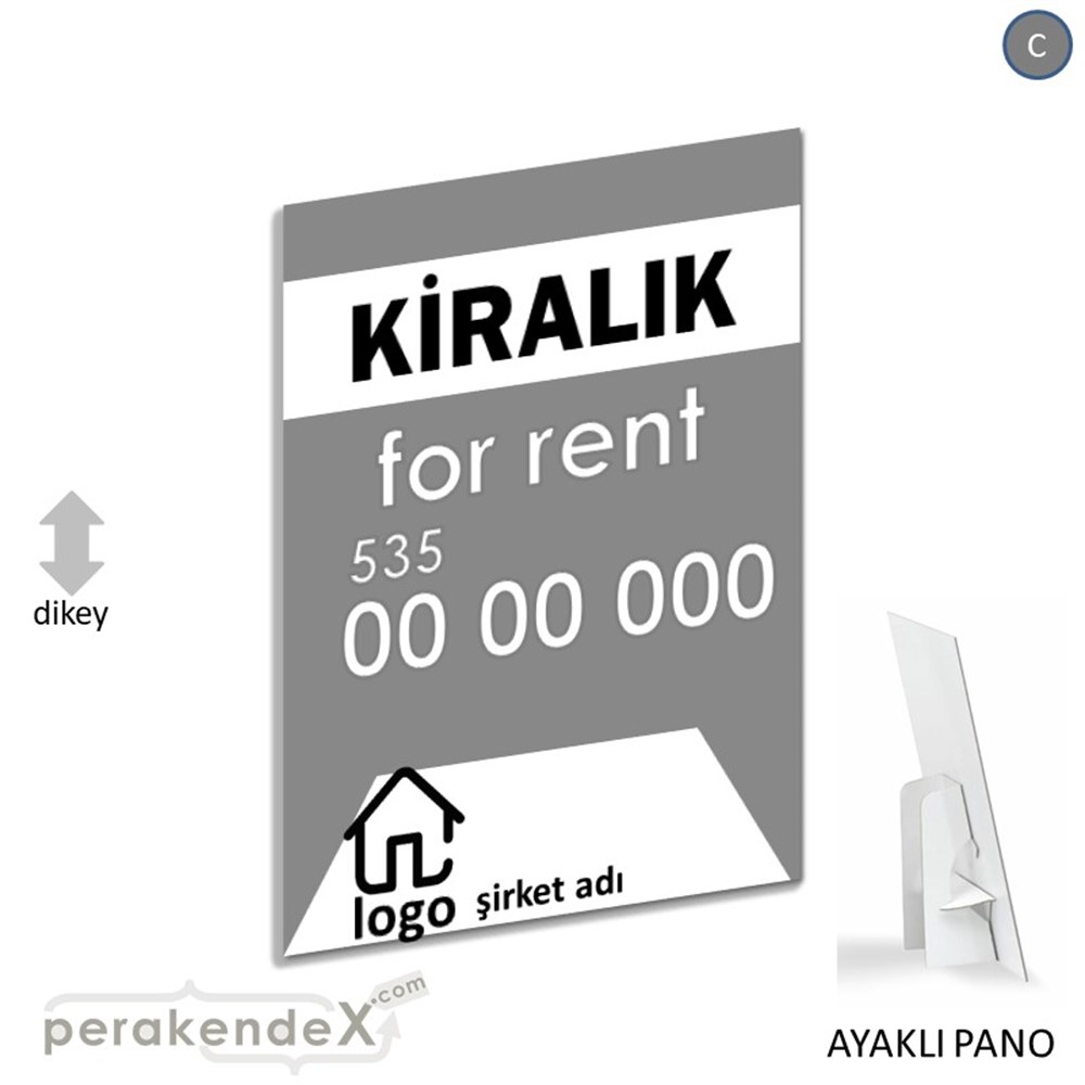 Kiralık Yazısı 003 KARTON AYAKLI POSTER,  PANO -dikdörtgen,tek yön baskıkarton ayaklı poster,  pano