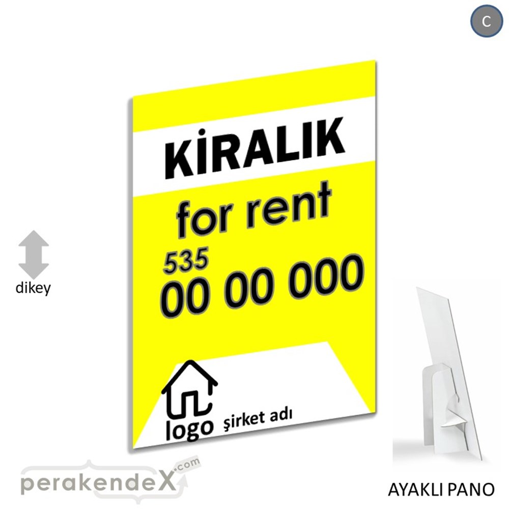 Kiralık Yazısı 003 KARTON AYAKLI POSTER,  PANO -dikdörtgen,tek yön baskıkarton ayaklı poster,  pano