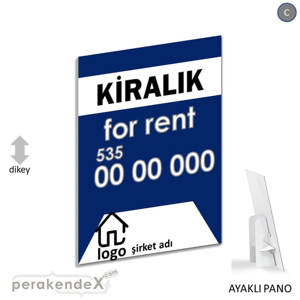 Kiralık Yazısı 003 KARTON AYAKLI POSTER,  PANO -dikdörtgen,tek yön baskıkarton ayaklı poster,  pano