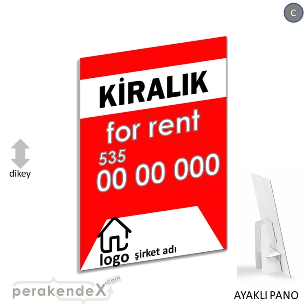 Kiralık Yazısı 003 KARTON AYAKLI POSTER,  PANO -dikdörtgen,tek yön baskıkarton ayaklı poster,  pano
