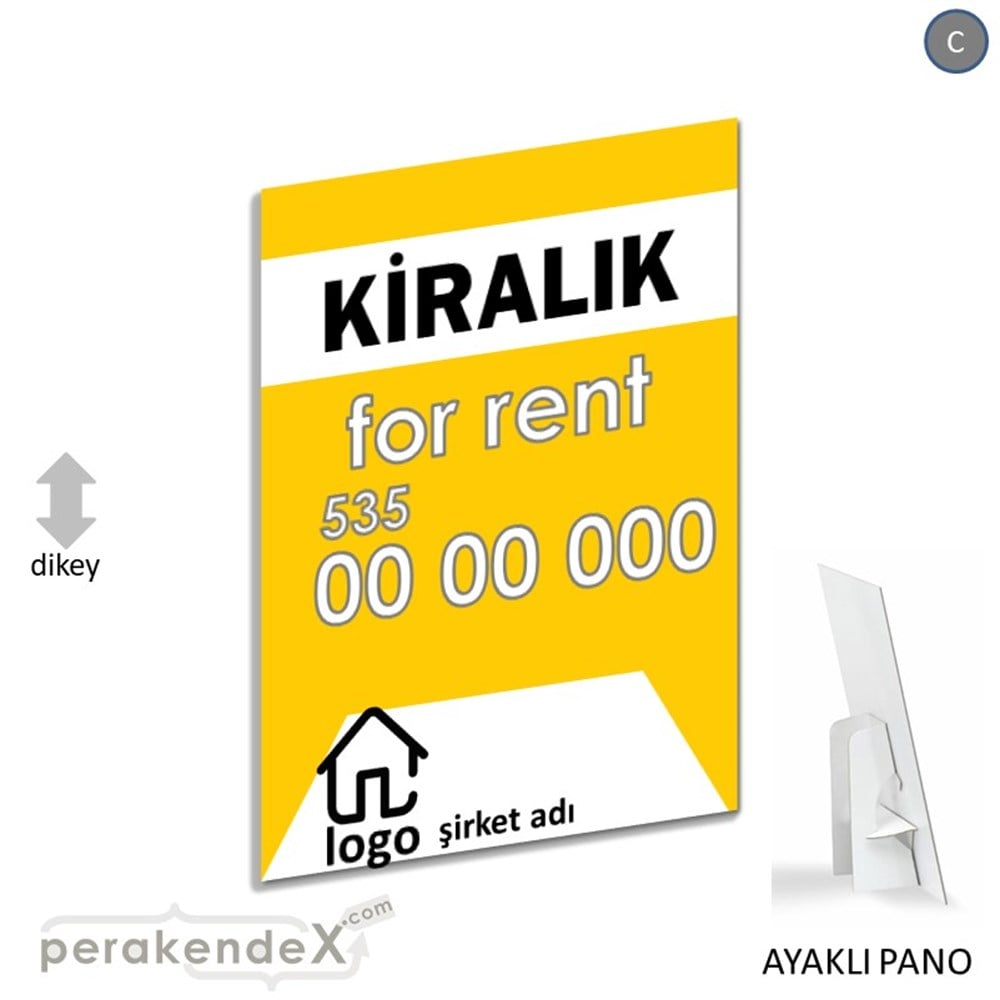 Kiralık Yazısı 003 KARTON AYAKLI POSTER,  PANO -dikdörtgen,tek yön baskıkarton ayaklı poster,  pano