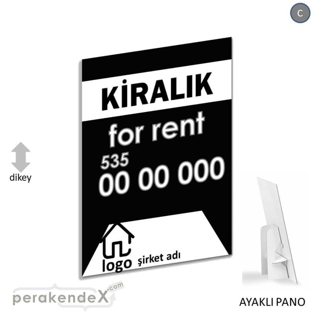 Kiralık Yazısı 003 KARTON AYAKLI POSTER,  PANO -dikdörtgen,tek yön baskıkarton ayaklı poster,  pano