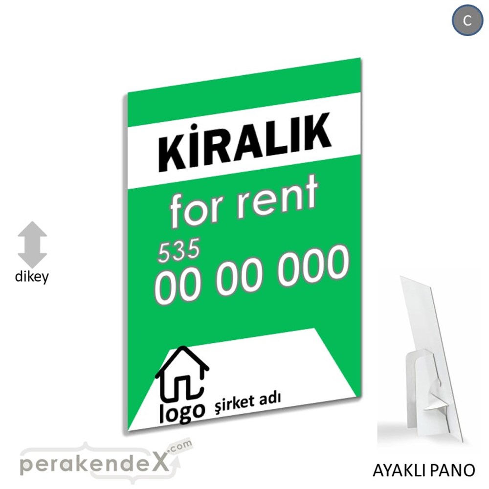 Kiralık Yazısı 003 KARTON AYAKLI POSTER,  PANO -dikdörtgen,tek yön baskıkarton ayaklı poster,  pano