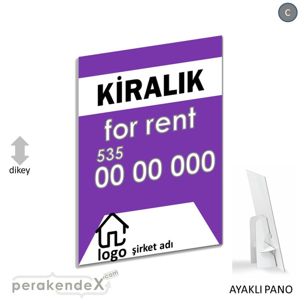 Kiralık Yazısı 003 KARTON AYAKLI POSTER,  PANO -dikdörtgen,tek yön baskıkarton ayaklı poster,  pano