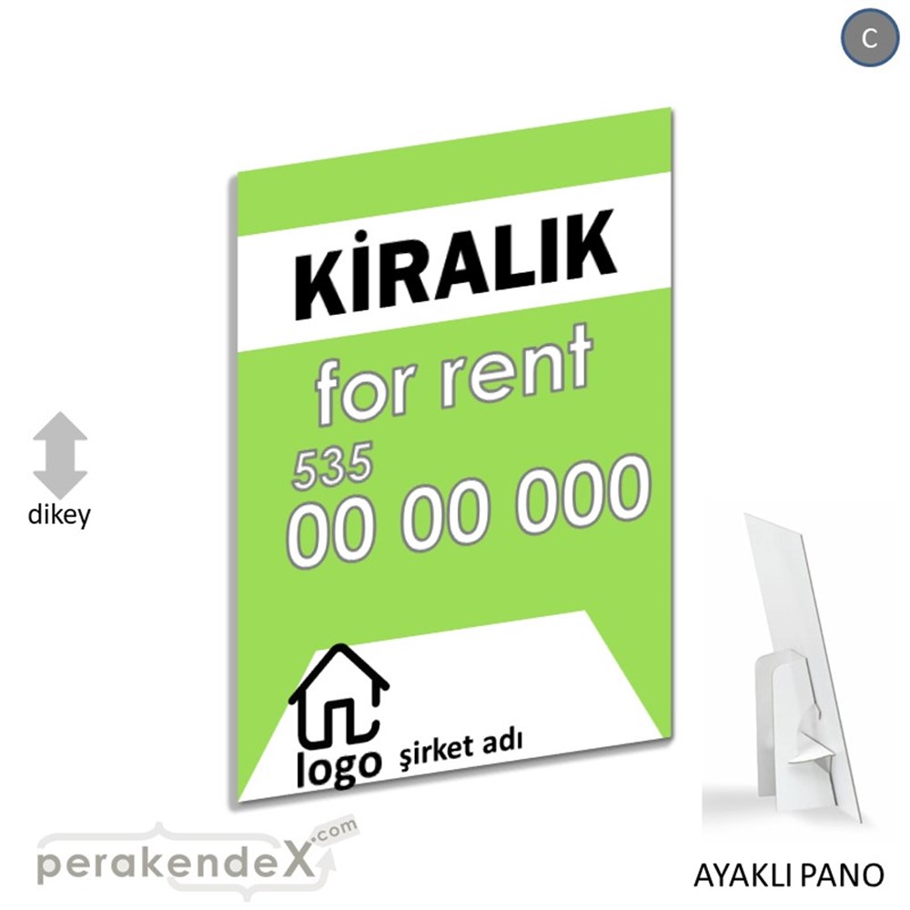 Kiralık Yazısı 003 KARTON AYAKLI POSTER,  PANO -dikdörtgen,tek yön baskıkarton ayaklı poster,  pano