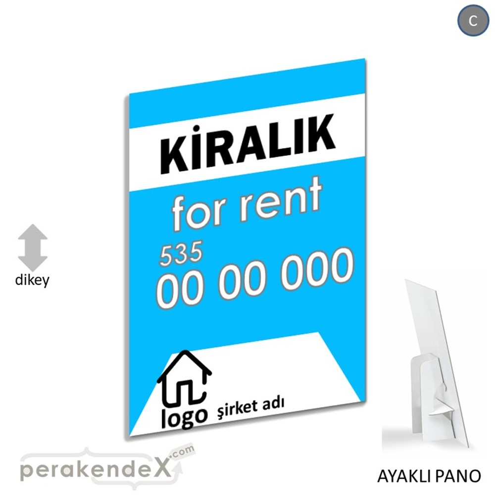 Kiralık Yazısı 003 KARTON AYAKLI POSTER,  PANO -dikdörtgen,tek yön baskıkarton ayaklı poster,  pano
