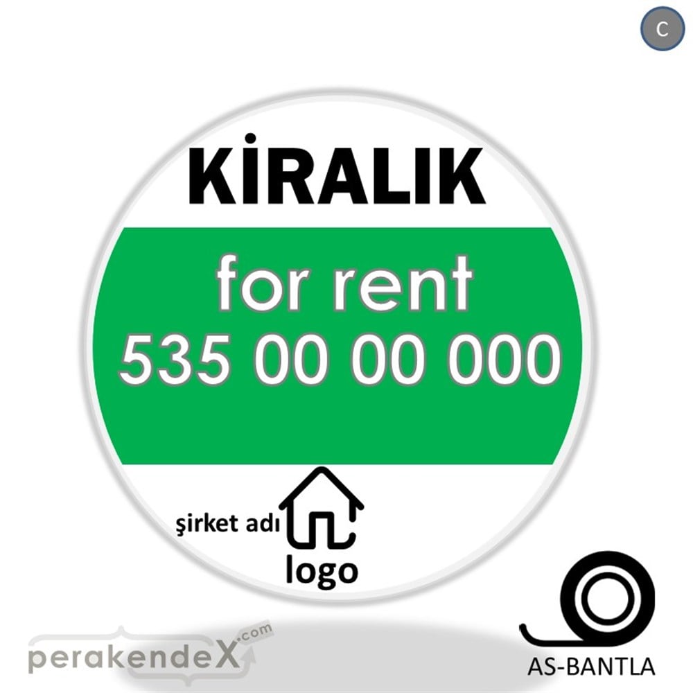 Kiralık Yazısı 003 SERT PLASTİK POSTER,  AFİŞ -oval,tek yön baskısert plastik poster,  afiş