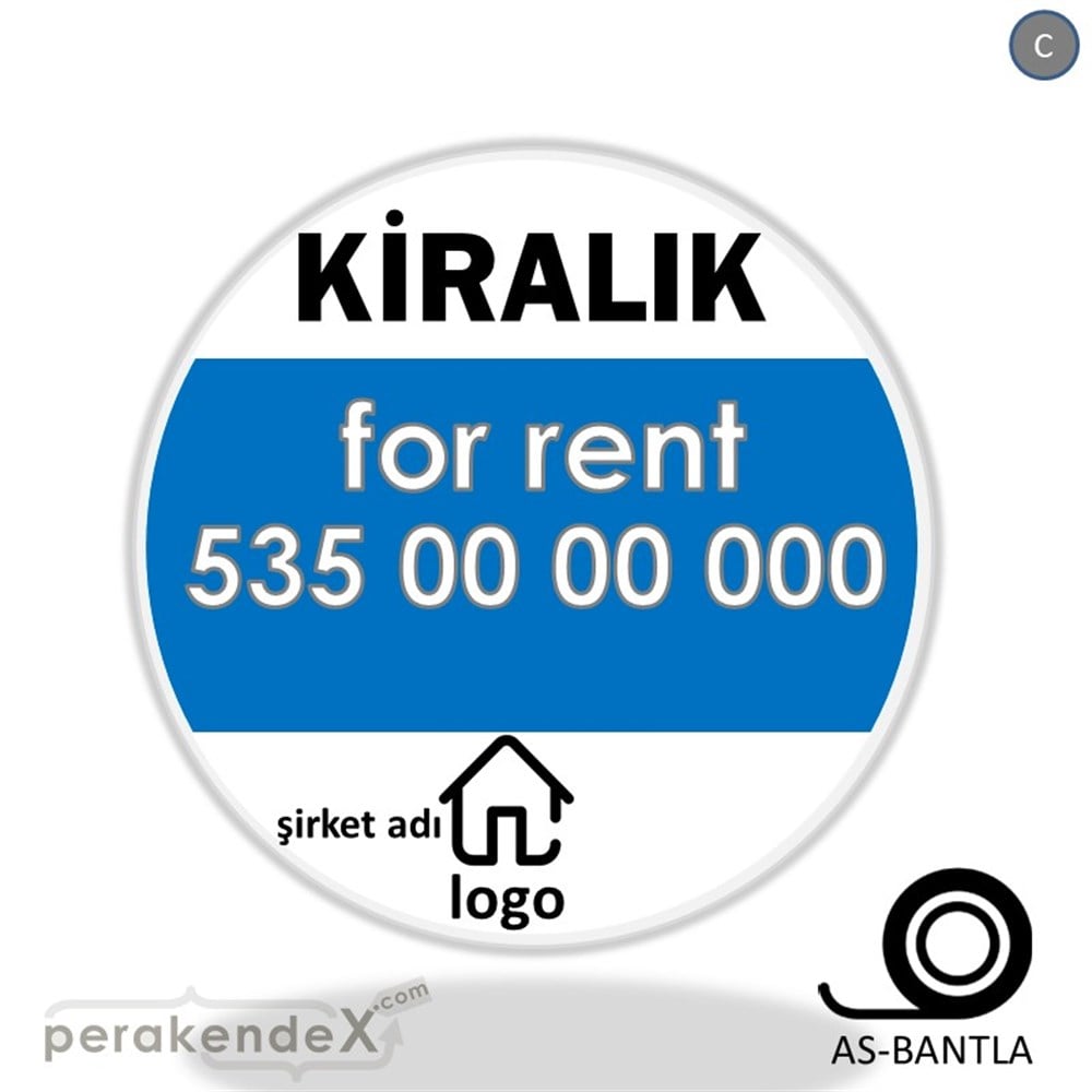 Kiralık Yazısı 003 SERT PLASTİK POSTER,  AFİŞ -oval,tek yön baskısert plastik poster,  afiş