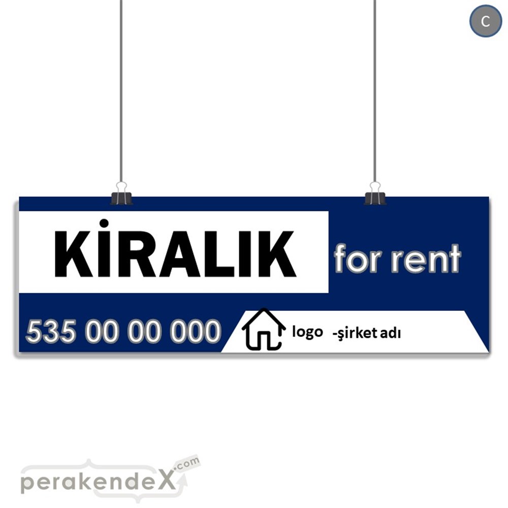 Kiralık Yazısı 003 SERT PLASTİK POSTER,  AFİŞ (BANNER) -dikdörtgen,tek yön baskısert plastik poster,  afiş