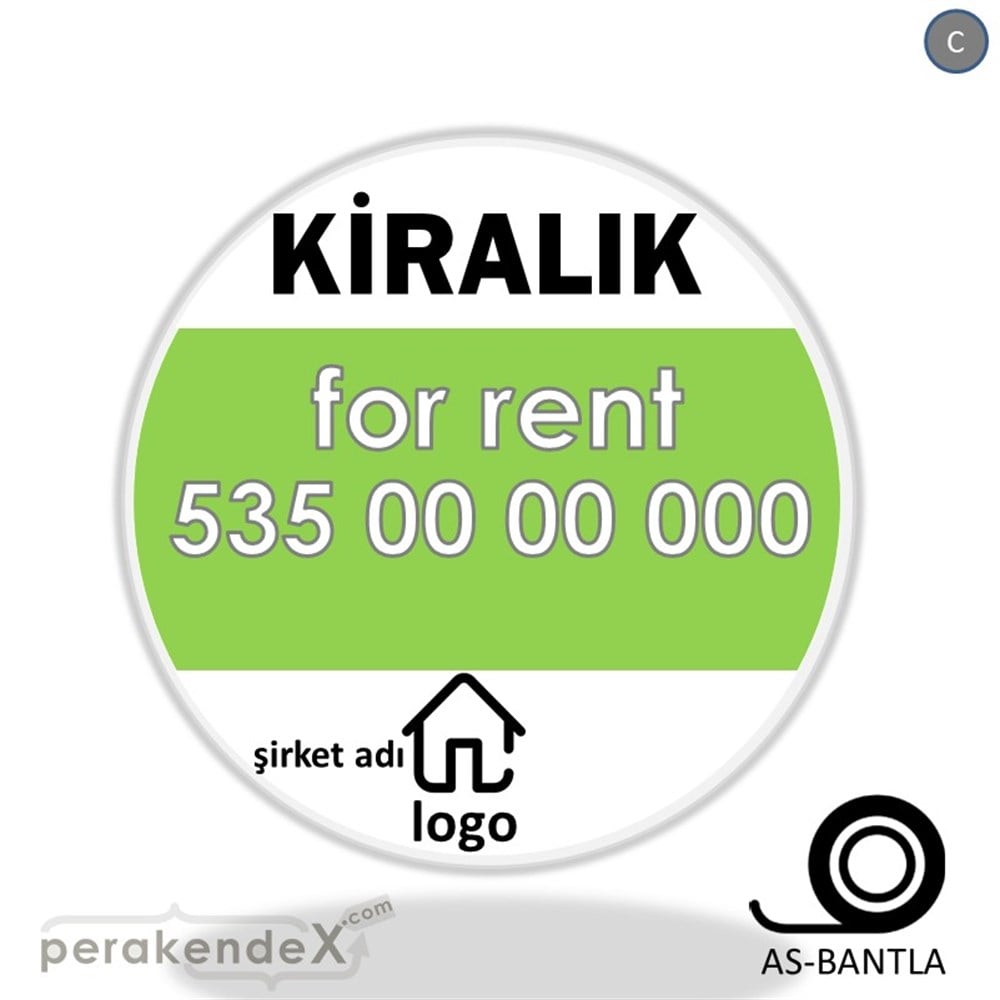 Kiralık Yazısı 003 SERT PLASTİK POSTER,  AFİŞ -oval,tek yön baskısert plastik poster,  afiş