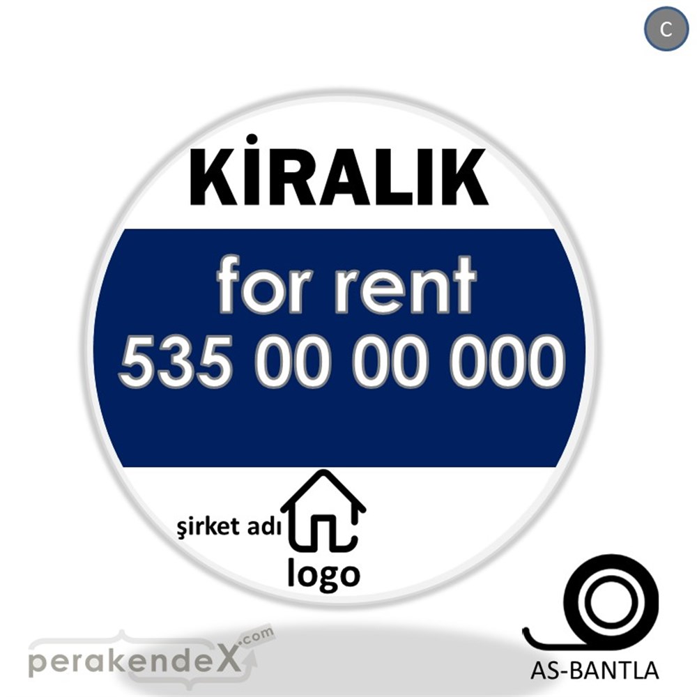 Kiralık Yazısı 003 SERT PLASTİK POSTER,  AFİŞ -oval,tek yön baskısert plastik poster,  afiş