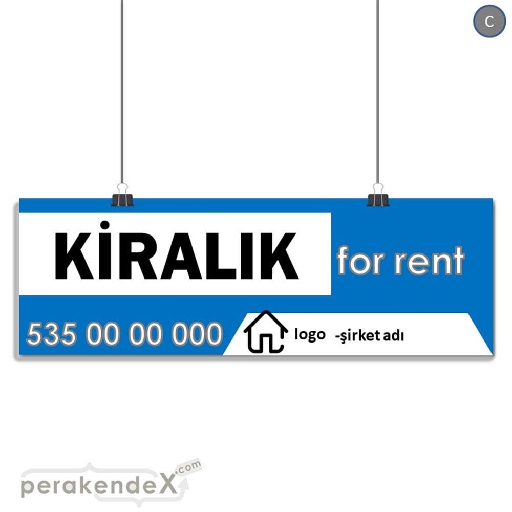 Kiralık Yazısı 003 SERT PLASTİK POSTER,  AFİŞ (BANNER) -dikdörtgen,tek yön baskısert plastik poster,  afiş