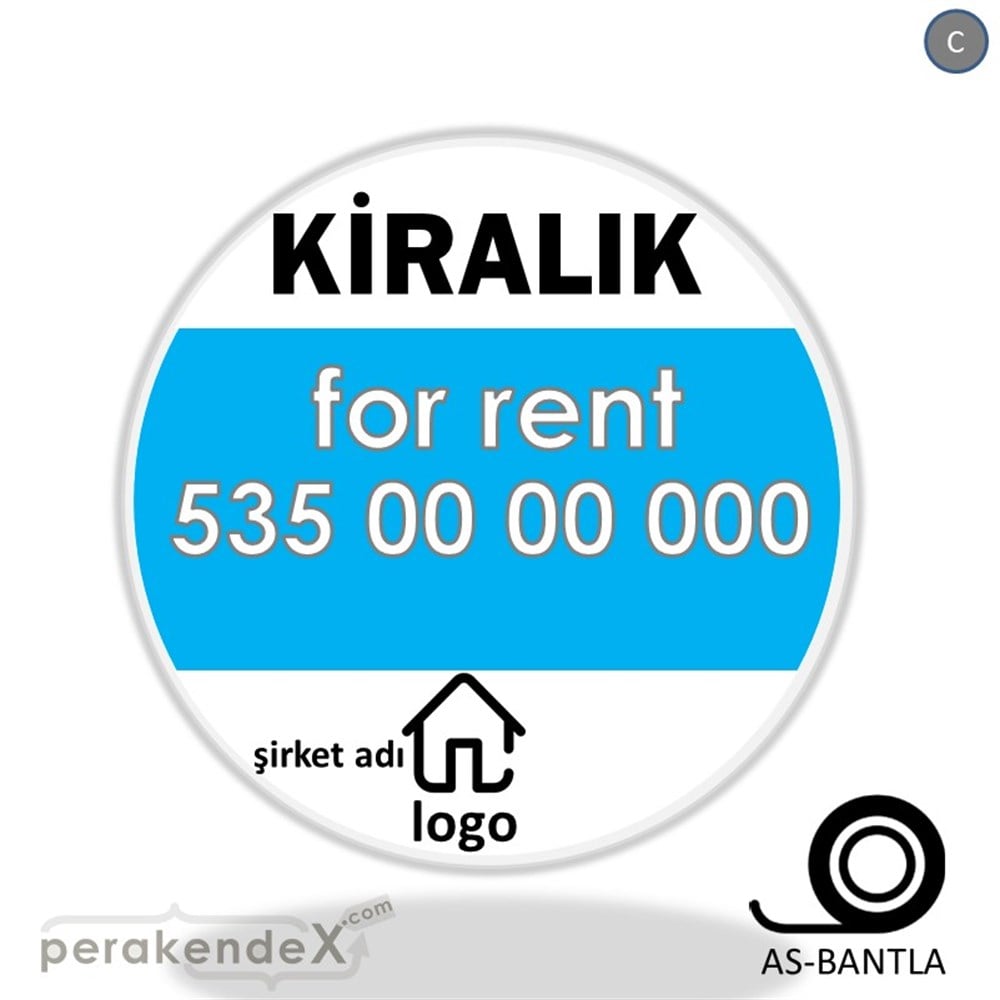 Kiralık Yazısı 003 SERT PLASTİK POSTER,  AFİŞ -oval,tek yön baskısert plastik poster,  afiş