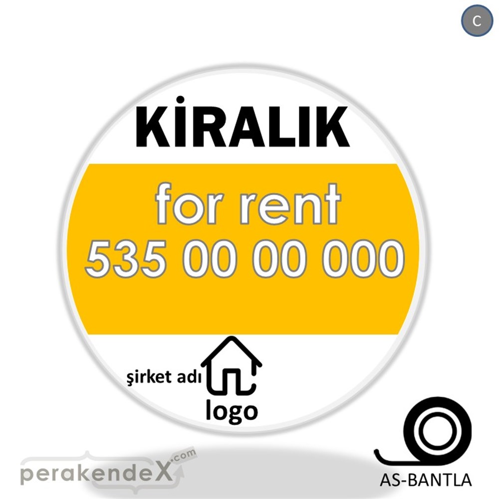 Kiralık Yazısı 003 SERT PLASTİK POSTER,  AFİŞ -oval,tek yön baskısert plastik poster,  afiş