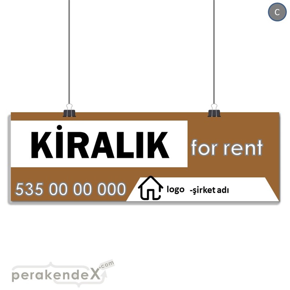 Kiralık Yazısı 003 SERT PLASTİK POSTER,  AFİŞ (BANNER) -dikdörtgen,tek yön baskısert plastik poster,  afiş
