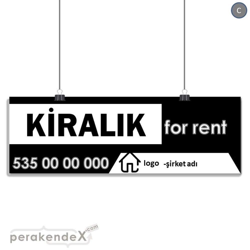 Kiralık Yazısı 003 SERT PLASTİK POSTER,  AFİŞ (BANNER) -dikdörtgen,tek yön baskısert plastik poster,  afiş