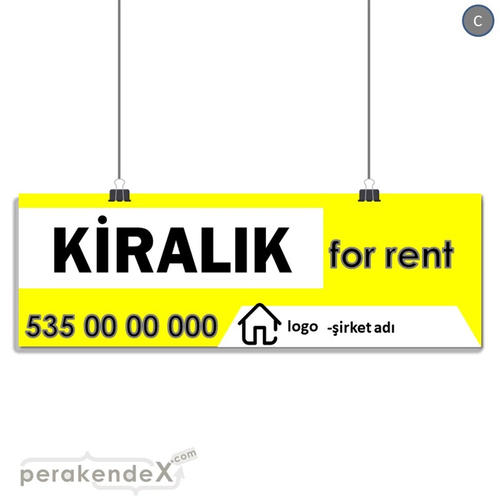 Kiralık Yazısı 003 SERT PLASTİK POSTER,  AFİŞ (BANNER) -dikdörtgen,tek yön baskısert plastik poster,  afiş