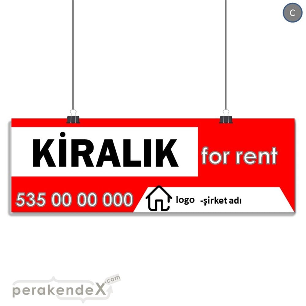 Kiralık Yazısı 003 SERT PLASTİK POSTER,  AFİŞ (BANNER) -dikdörtgen,tek yön baskısert plastik poster,  afiş