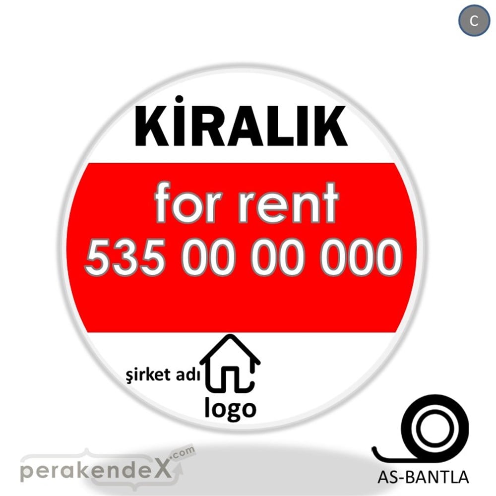 Kiralık Yazısı 003 SERT PLASTİK POSTER,  AFİŞ -oval,tek yön baskısert plastik poster,  afiş