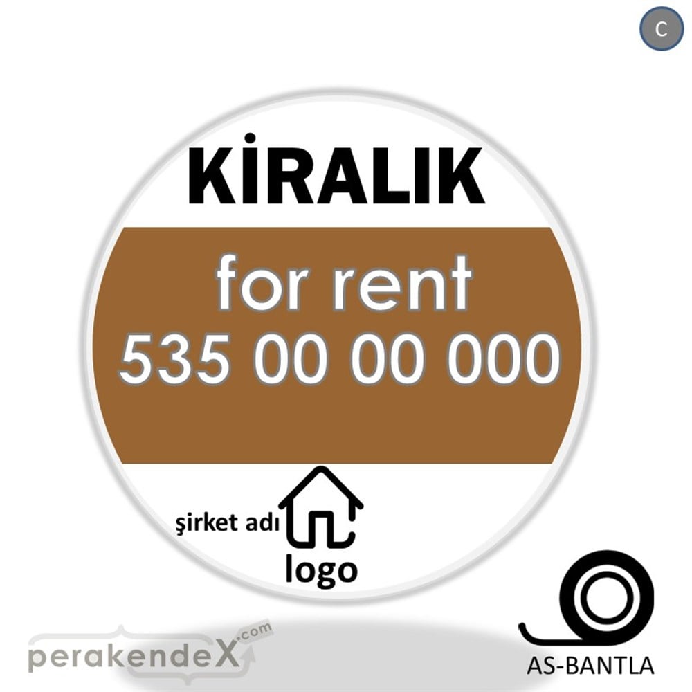 Kiralık Yazısı 003 SERT PLASTİK POSTER,  AFİŞ -oval,tek yön baskısert plastik poster,  afiş
