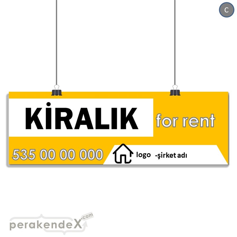 Kiralık Yazısı 003 SERT PLASTİK POSTER,  AFİŞ (BANNER) -dikdörtgen,tek yön baskısert plastik poster,  afiş